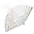 thumbnail image 3 of PAMINGONO 1Pcs Fabric Fan Lace Handheld For Wedding Bride Home Decoration 43.0x23.0x0.8in, 3 of 8