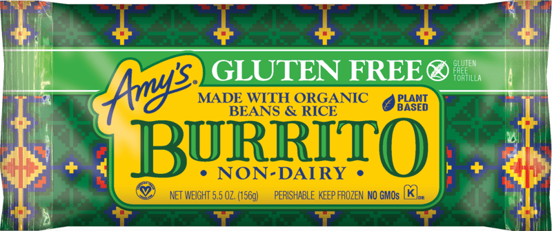 Amy's Gluten Free, Vegan, Bean & Rice Burrito, 5.5oz Pouch (Frozen)