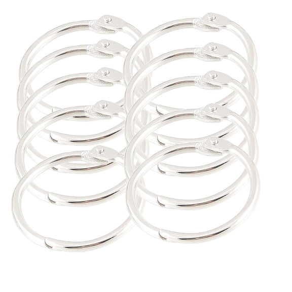 Unique Bargains 10pcs Silver Tone 1.2" Looseleaf Binder Rings Keychain for apbooking Book