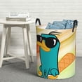 thumbnail image 6 of Perry The Platypus Laundry Hamper Cartoon Circular Foldable Basket With Handle, Clothes Books Toys Storage Organizer Bucket for Bedroom Bathroom, 6 of 8