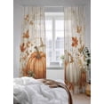 thumbnail image 3 of Fall Sheer Curtains 108 inches Long, Pumpkin Orange Maple Leaf Watercolor Wood Texture Light Filtering Sheer Window Curtains Rod Pocket Voile Drapes for Bedroom Living Room, 52"W x 108"L 2 Panels, 3 of 7