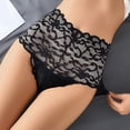 thumbnail image 4 of Gibobby Calzoncillos para mujer Nueva ropa interior de encaje para mujer, cintura media, parte inferior de malla, bragas de algodón grueso para mujer(Negro,G), 4 of 5