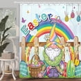 thumbnail image 3 of Easter Shower Curtain, Farmhouse Cute Gnome Holiday Fabric Shower Curtain Set, Colorful Eggs Rainbow Shower Curtain Spring Bathroom Accessories with 12PCS Hooks, 70X70IN, 3 of 4