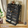 thumbnail image 5 of Tall Dresser for Bedroom with 16 Drawers,Fabric Dressers & chests of Drawers for Closet,Large Black Dresser with Sturdy Metal Frame, Wood Top,Entryway, Hallway, 5 of 9
