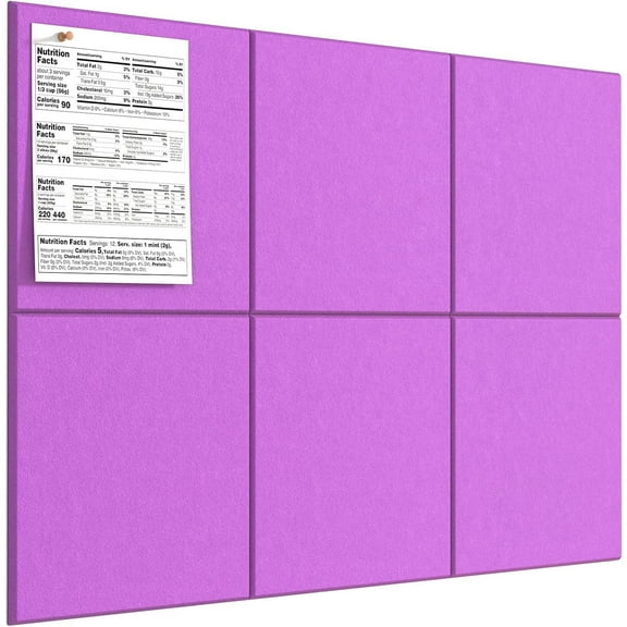 Large Cork Board for Wall 36" x 24", Rose Pink Bulletin Board, 6 Pack Felt Wall Tiles with Pushpins, Cork Boards for Office Push Pin Board Tack Board Felt Board