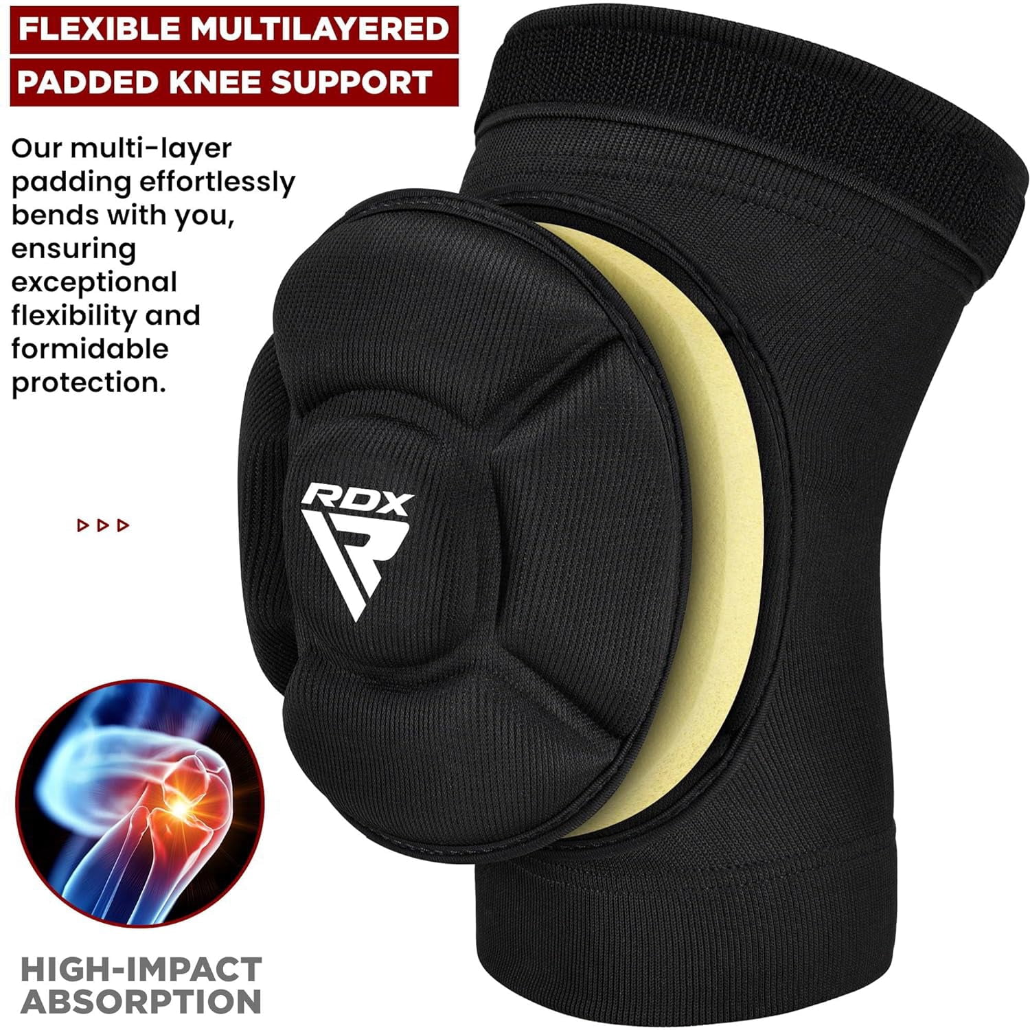RDX knee pads for MMA kickboxing and Muay Thai training, foam padded Support Guard