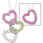 Personalized Family Jewelry Building Hearts Birthstone Pendant available in Sterling Silver, Yellow and White Gold