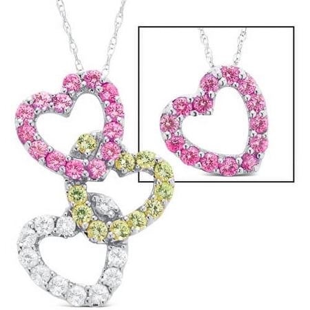 Personalized Family Jewelry Building Hearts Birthstone Pendant available in Sterling Silver, Yellow and White Gold