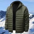 thumbnail image 2 of Men's Light Jacket Hooded Casual Short Winter Jacket Solid Color Hooded Zipper Warm Jacket, 2 of 4