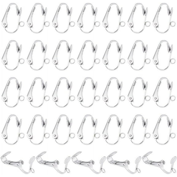 50Pcs Clip-on Earrings Findings Stainless Steel Clip-on Earring Non-Piercing Earrings Ear Clip Earring DIY Clip-on Earrings