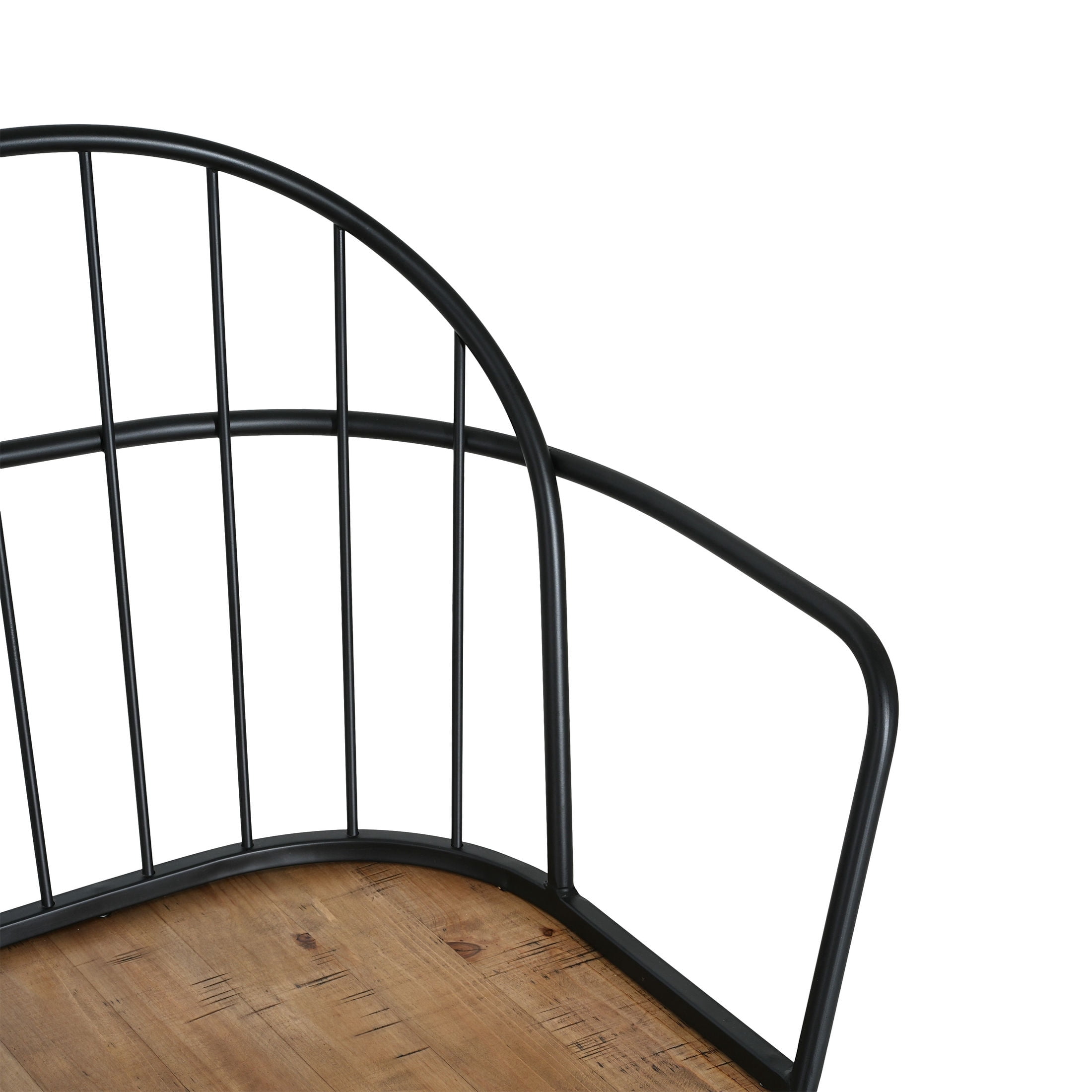 Industrial Dining Chairs with Arched Back, Wooden Seat, Matte Black Iron Base, Set of 6