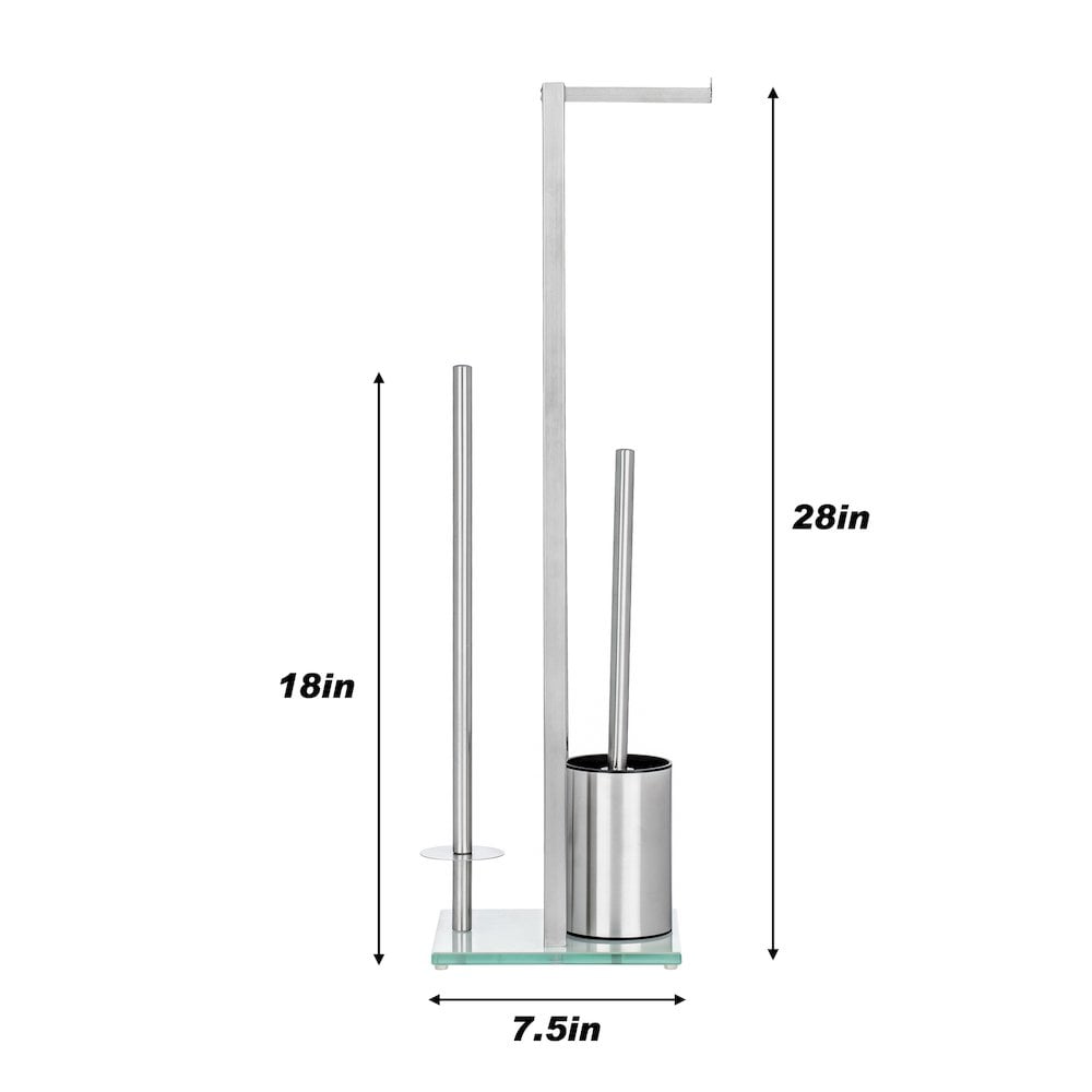 WHITE LABEL Free-Standing Toilet Brush And Paper Holder Set