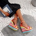 thumbnail image 4 of JeashCHAT Platform Wedge Sandals for Women Summer Womens Slingback Open Toe Wedges High Heels Beach Sandals, 4 of 9