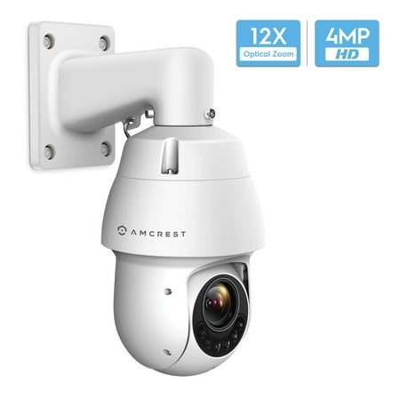 Ptz Camera Poe Amcrest 4MP Outdoor PTZ POE + IP Camera Pan Tilt Zoom (Optical 12x Motorized) UltraHD POE+ Camera Security Speed Dome, CMOS Image Sensor, 328ft Night Vision, POE+ (802.3at) - IP66, 4MP, IP4M-1053EW ()