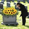 thumbnail image 4 of DVKOVI Artificial Cemetery Flowers for Grave HeadstOne Flower Saddle Silk Sunflowers Cemeteries Memorial DecoratiOn A One Size, 4 of 5