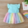 thumbnail image 4 of Robe Tutu à Col Rond pour Fille, Manches à Volants en Coton, Robe en Tulle Arc-en-Ciel, Robe Princesse Fleurie, 4 of 6