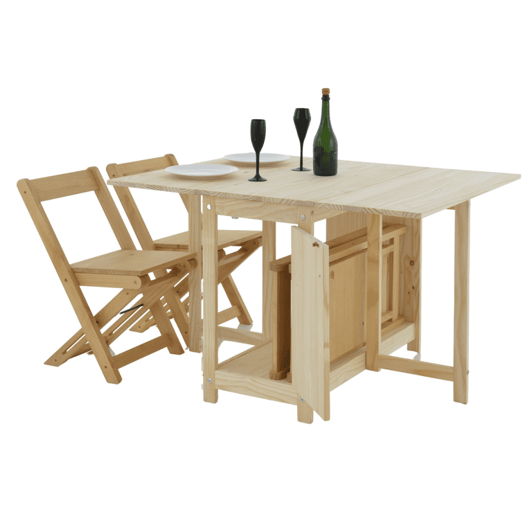 Solid Wood Tuck Away Dining Table and 4 Chairs Set - Perfect for