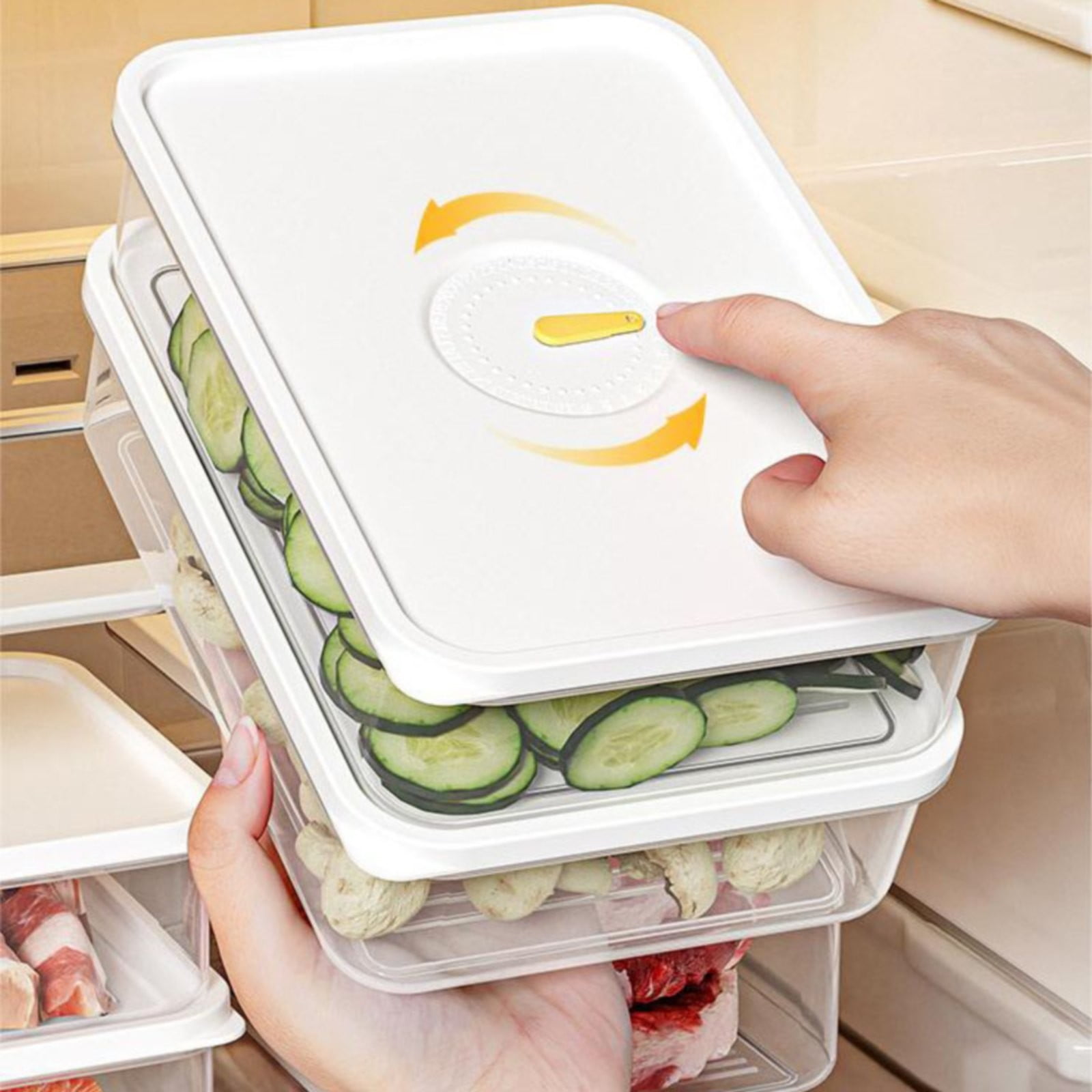 Storage Container,Plastic Food Storage Organizer,Meal Prep Containers with Lids,Stackable See-Through Organizing Solution,Portable Freezers,Durable Storage Container for Freezer and Dishwashe(370ml)