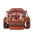 thumbnail image 1 of Mujeres étnicas FLhrweasw hombro bandolera borlas tejidas pequeño cubo bolsos Satchel, 1 of 5
