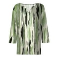 thumbnail image 4 of Women's Henley Neck V-Neck 3/4 Sleeve Tunic Top with Floral Print & Ribbed Detailing, Button Front Casual Blouse for Layered Outfits,Green L, 4 of 5