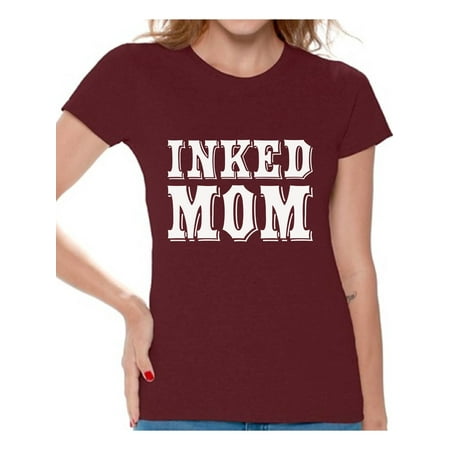 Awkward Styles Inked Mom Tshirt for Women Tattooed Mom Shirt Tatted Mom T Shirt Best Gifts for Mom Cool Tattoo Mom Shirt Tattoo Shirts with Sayings for Women Amazing Gifts for Mom Top Mom (Best Female Breast Tattoos)