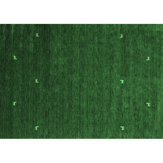 Ahgly Company Indoor Rectangle Abstract Emerald Green Contemporary Area Rugs, 2' x 4'