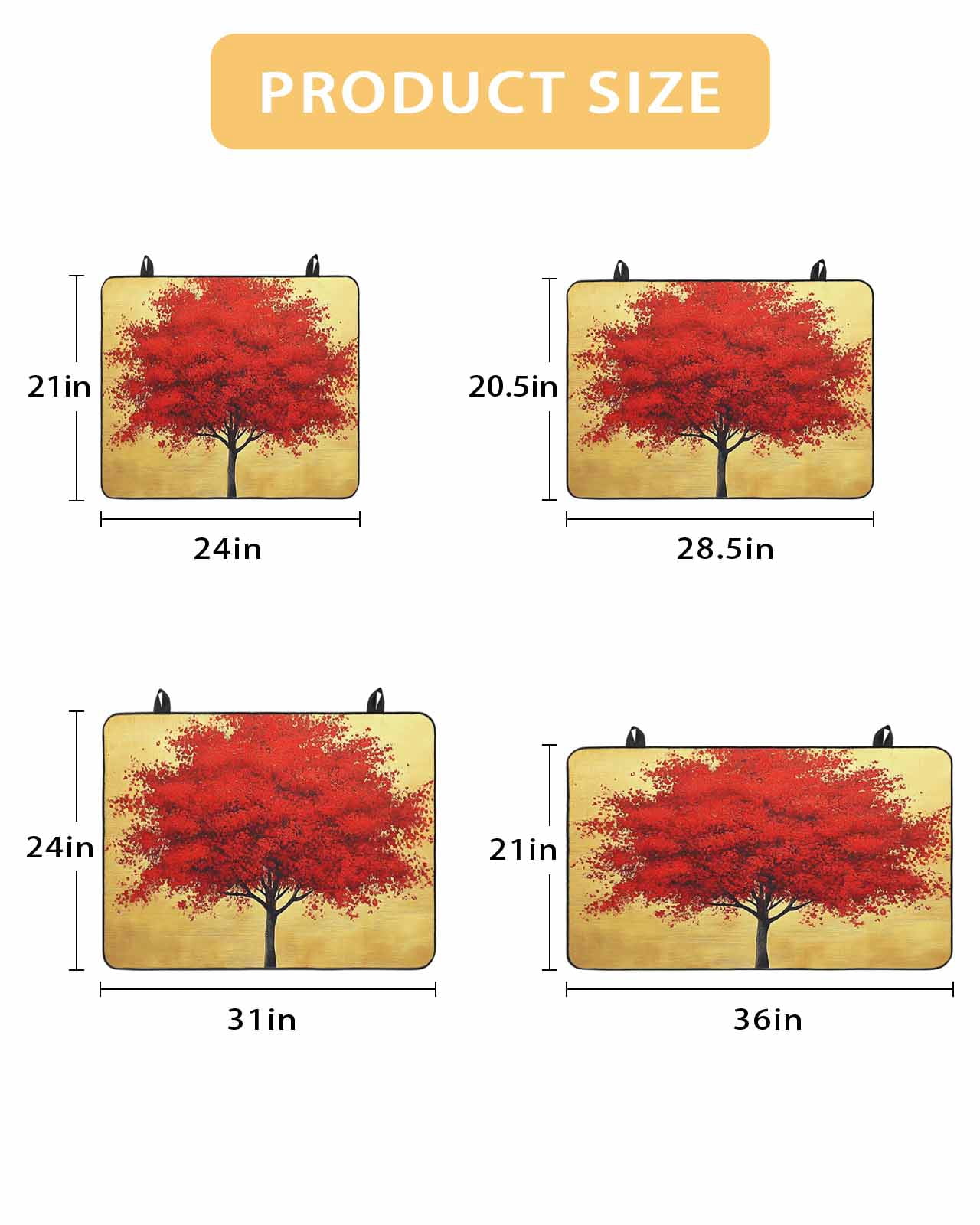 nqOlkjepod Large Induction Cooktop Protector Mat 24"x21", Red Tree Stove Top Covers for Electric Stove, Autumn Leaves Retro Watercolor Botanical Stove Burner Cover Mats, Glass Top Stove Cover
