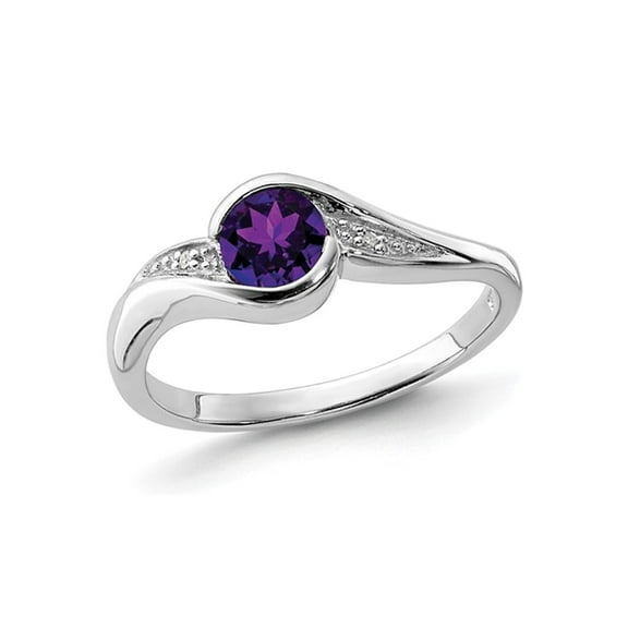 Gem & Harmony 1/3 Carat (Ctw) Amethyst Solitiare Ring in Sterling Silver for Women