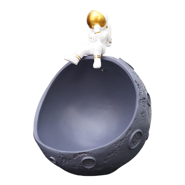 Caja de almacenamiento decorativa con forma de astronauta, bandeja plana, adorno para joyería, escultura Gris