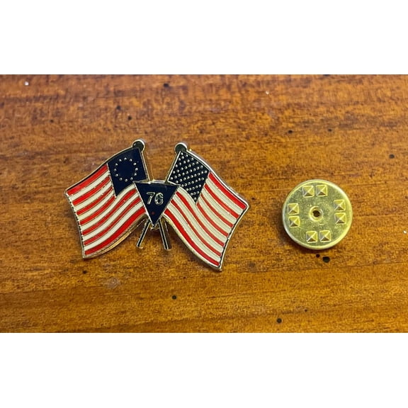 Betsy Ross USA 76 Pin hand stamped and baked finished cloisonne pin