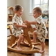 thumbnail image 5 of BemeyourBBs Toddler Baby Boy Summer Cotton Linen Clothes Cute Infant Boy Dinosaur Duck Outfit Print Button Down Turn Down Neck Short Sleeve Shirt and Shorts 2 Pcs Set, 5 of 9
