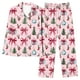 thumbnail image 2 of Puyaiuu Women 2 Piece Christmas Satin Pajama Set Cute Print Long Shirt Loose Shorts Matching Set Loungewear Gift, 2 of 5