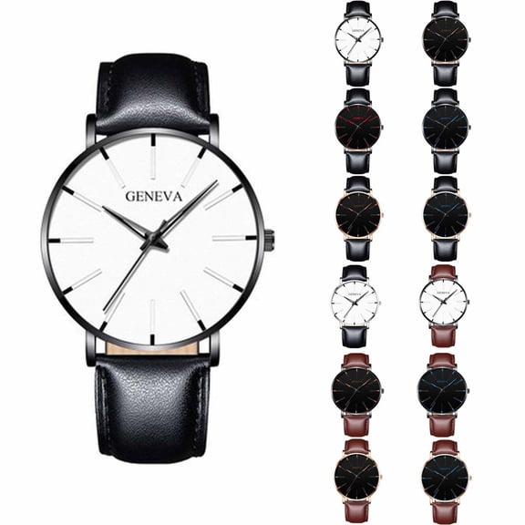 Resicozy Classic Gentleman Quartz Watch Leather Band Watch Dial Office Daily Male Wristwatch B One Size