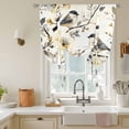 thumbnail image 3 of Pastoral Flower Tie Up Curtain 45 Inches Long, Yellow Floral Gray Leaf Bird Farmhouse Balloon Style Kitchen Window Curtain Over Sink, Small Window Rod Pocket Curtain 52"x45", 3 of 9