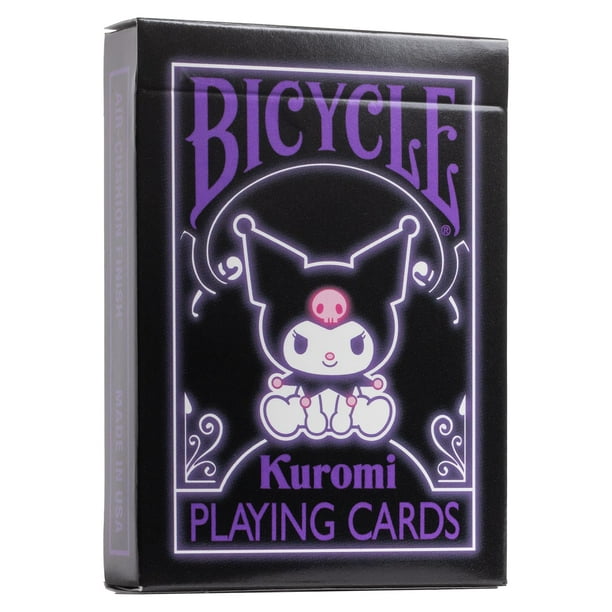 Juego de cartas para bicicleta Kuromi Sanrio, 1 baraja, negro, rosa y morado
