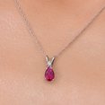 thumbnail image 3 of Gem Stone King 14K White Gold Red Created Ruby and White Created Sapphire Pendant Necklace for Women | 1.04 Cttw | Gemstone July Birthstone | Pear Shape 7X5MM | With 18 inch Chain, 3 of 6