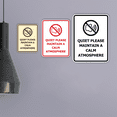 thumbnail image 2 of Signs ByLITA Portrait Round Quiet Please Maintain a Calm Atmosphere Door or Wall Sign Easy Installation | Directing Artists & Co-Workers | Music | Concert | Festivals Sign (Black) - Medium, 2 of 8