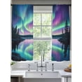 thumbnail image 3 of Colorful Aurora Sheer Curtains 72 inches Long 2 Panels Set Starry Sky Lake Nature Forest Modern Art Sheer Window Curtain Rod Pocket Voile Drapes for Living Room/Bedroom, Each 52" W x 72" L, 3 of 7