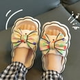 thumbnail image 4 of ZACPNCV Girls Bow Slippers Cute Flip Flops Summer Cushion Thick Sole Large Bow Cloud Slides Home Sandals Beige 3.5-4 Years, 4 of 6