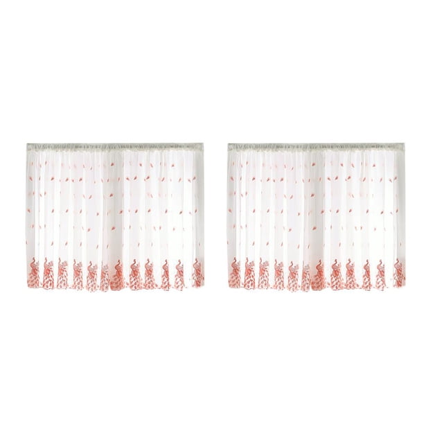 Inteprter Cortinas transparentes para ventana, decoraciones para habitaciones, cenefa, decoraciones colgantes, sala de estar, estudio, cortina Rosa 1*1.2 m 2Conjunto
