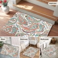 thumbnail image 5 of Entryway Rug 2'x3', Paisley Flower Small Rug for Kitchen Bathroom Door Mat Indoor Entrance, Spring Watercolor Floral Leaf Plant Orange Non-Slip Area Rugs Floor Mats Carpet Front Door Rugs, 5 of 8