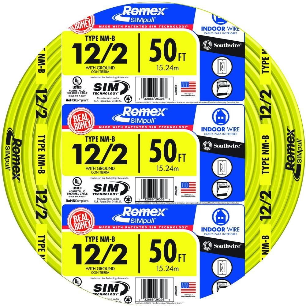 50 ft. 12/2 Solid Romex SIMpull CU NM-B W/G Wire