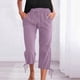 thumbnail image 1 of WILLBEST Pantalones Capri Casuales de Lino con Cordón Ajustable para Mujer, de Color Liso, Cómodos para Uso Diario. Extra Grande, 1 of 8