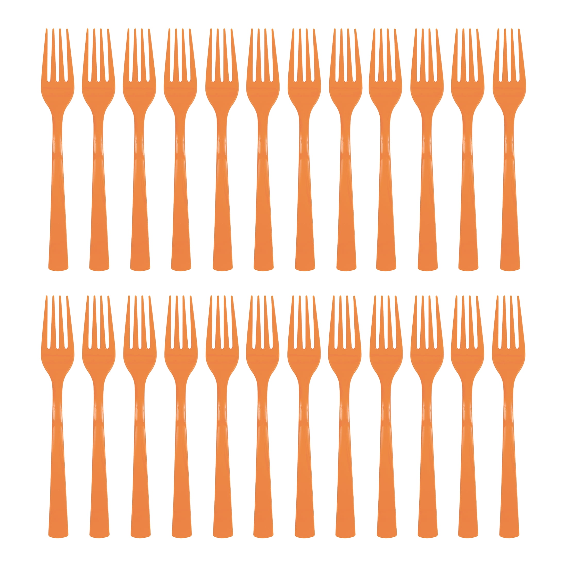 (6 pack) 24CT Orange Disposable Plastic Forks by Way To Celebrate