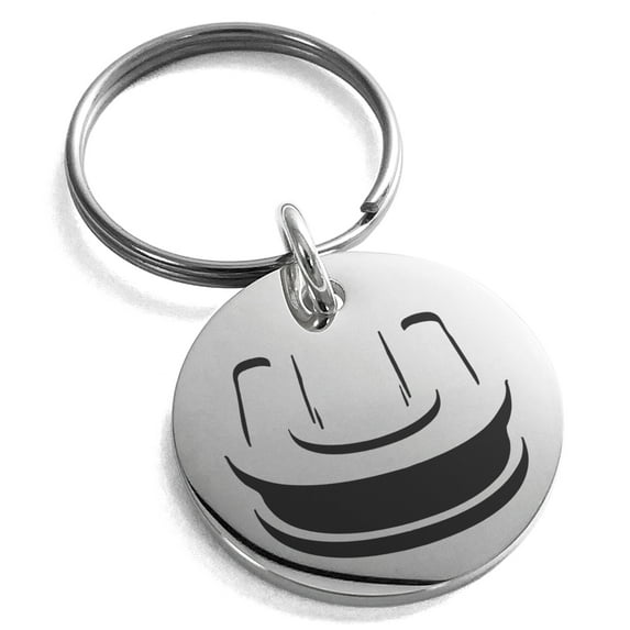 Stainless Steel Letter U Initial 3D Monogram Engraved Small Medallion Circle Charm Keychain Keyring