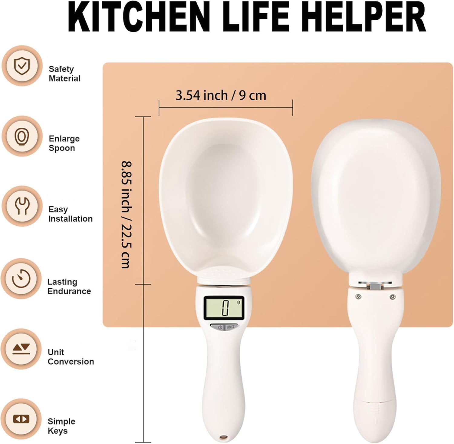 Digital Measuring Spoon Scale, 800g/0.1g High Precision Electronic Food Scoop with LCD for Cooking Baking Coffee Spices & Pet Food Portion Control