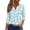 Cyan, variant on WTOBBY Women's V-Neck T-Shirt with Floral Print, Button Detail, and 3/4 Sleeve, Casual Weekend Fashion for Spring Fall Season, Daily Use, and Outings,Black L