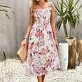 thumbnail image 2 of EQWLJWE Robe Longue pour Femmes Robe d'Été Imprimée Sans Manches Col Rond Aguichant Robe de Plage Décontractée Fluide, 2 of 9