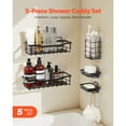 thumbnail image 6 of KFFKFF 5-Pack Adhesive Shower Caddy Set, Bathroom and Kitchen Storage Shelves with Soap and Toothbrush Holder, No-Drill Installation, Supports Up to 40 lbs, 6 of 9