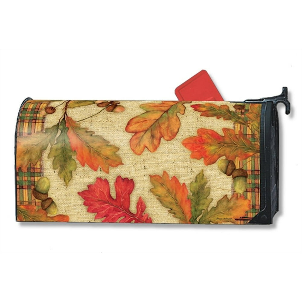 Burlap Leaves Mailbox Cover 01217, Part of Works collection of